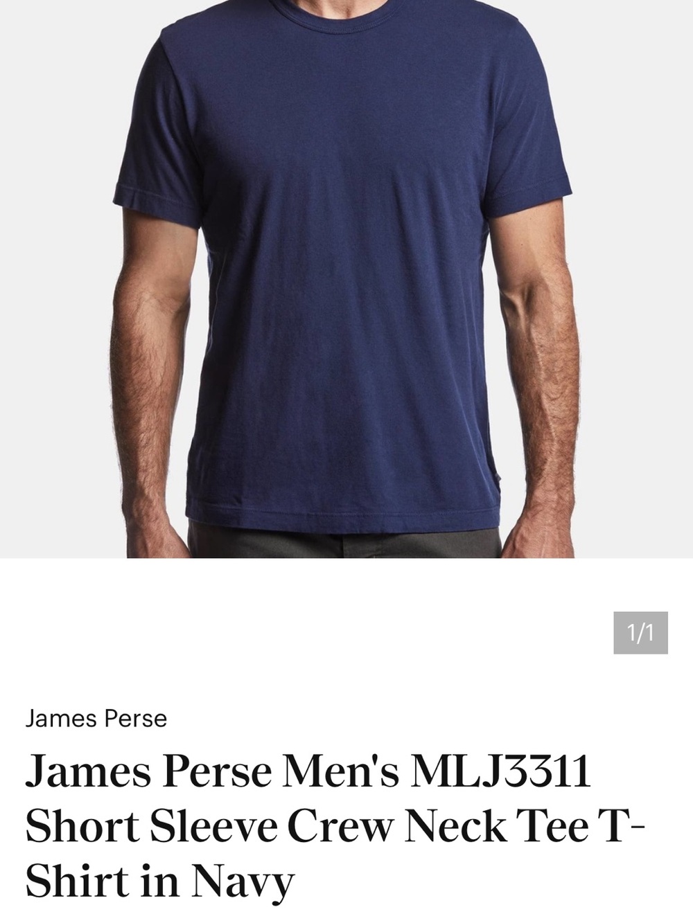 James Perse Navy Blue Short-Sleeve Crew Neck Tee MLJ3311 100% Cotton New no tags